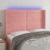 LED posteljno vzglavje roza 147x16x118/128 cm žamet