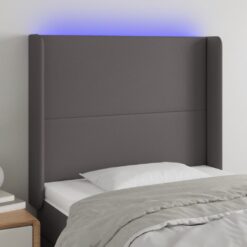 LED posteljno vzglavje sivo 83x16x118/128 cm umetno usnje