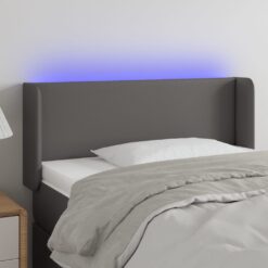 LED posteljno vzglavje sivo 83x16x78/88 cm umetno usnje