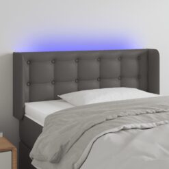 LED posteljno vzglavje sivo 83x16x78/88 cm umetno usnje