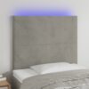 LED posteljno vzglavje svetlo sivo 100x5x118/128 cm žamet