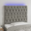 LED posteljno vzglavje svetlo sivo 100x7x118/128 cm žamet