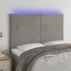 LED posteljno vzglavje svetlo sivo 144x5x118/128 cm žamet