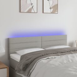 LED posteljno vzglavje svetlo sivo 144x5x78/88 cm blago