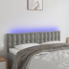 LED posteljno vzglavje svetlo sivo 144x5x78/88 cm žamet
