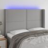 LED posteljno vzglavje svetlo sivo 147x16x118/128 cm blago