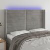 LED posteljno vzglavje svetlo sivo 147x16x118/128 cm žamet
