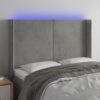 LED posteljno vzglavje svetlo sivo 147x16x118/128 cm žamet
