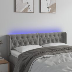 LED posteljno vzglavje svetlo sivo 147x16x78/88 cm žamet