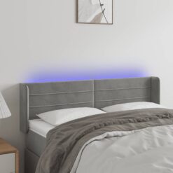 LED posteljno vzglavje svetlo sivo 147x16x78/88 cm žamet