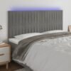 LED posteljno vzglavje svetlo sivo 160x5x118/128 cm žamet