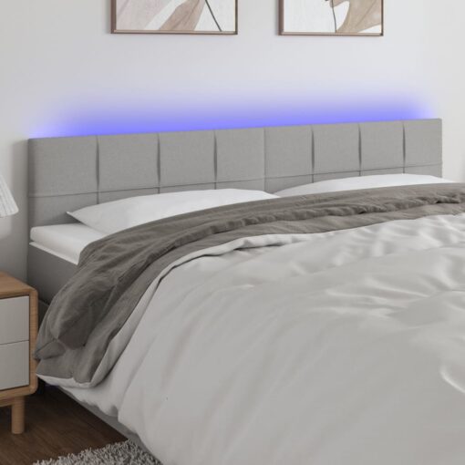 LED posteljno vzglavje svetlo sivo 160x5x78/88 cm blago