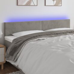LED posteljno vzglavje svetlo sivo 160x5x78/88 cm žamet