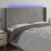 LED posteljno vzglavje svetlo sivo 163x16x118/128 cm žamet