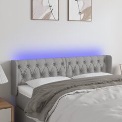 LED posteljno vzglavje svetlo sivo 163x16x78/88 cm blago
