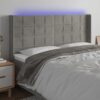 LED posteljno vzglavje svetlo sivo 183x16x118/128 cm žamet