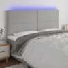 LED posteljno vzglavje svetlo sivo 200x5x118/128 cm blago