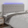 LED posteljno vzglavje svetlo sivo 200x7x118/128 cm blago