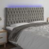LED posteljno vzglavje svetlo sivo 200x7x118/128 cm žamet
