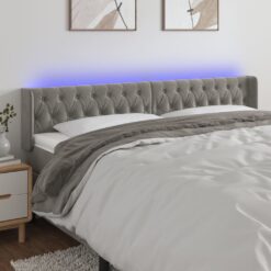 LED posteljno vzglavje svetlo sivo 203x16x78/88 cm žamet