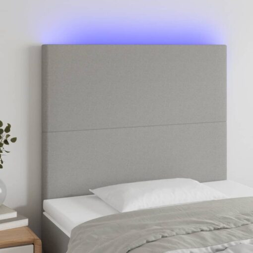 LED posteljno vzglavje svetlo sivo 80x5x118/128 cm blago