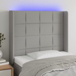 LED posteljno vzglavje svetlo sivo 83x16x118/128 cm blago