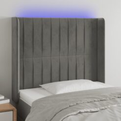 LED posteljno vzglavje svetlo sivo 83x16x118/128 cm žamet