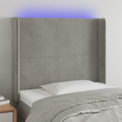 LED posteljno vzglavje svetlo sivo 83x16x118/128 cm žamet