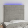 LED posteljno vzglavje svetlo sivo 90x5x118/128 cm žamet
