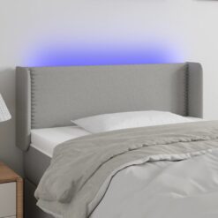 LED posteljno vzglavje svetlo sivo 93x16x78/88 cm blago