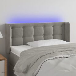 LED posteljno vzglavje svetlo sivo 93x16x78/88 cm žamet