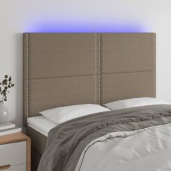 LED posteljno vzglavje taupe 144x5x118/128 cm blago