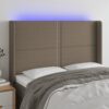 LED posteljno vzglavje taupe 147x16x118/128 cm blago