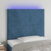 LED posteljno vzglavje temno modro 100x5x118/128 cm žamet