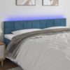 LED posteljno vzglavje temno modro 200x5x78/88 cm žamet