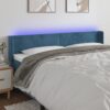 LED posteljno vzglavje temno modro 203x16x78/88 cm žamet