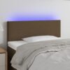 LED posteljno vzglavje temno rjavo 100x5x78/88 cm blago