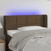 LED posteljno vzglavje temno rjavo 103x16x78/88 cm blago
