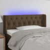 LED posteljno vzglavje temno rjavo 103x16x78/88 cm blago