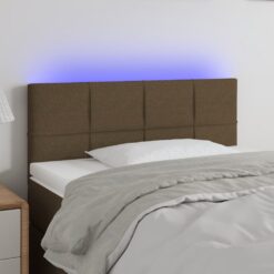 LED posteljno vzglavje temno rjavo 90x5x78/88 cm blago