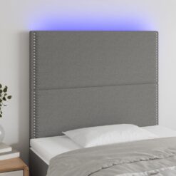 LED posteljno vzglavje temno sivo 100x5x118/128 cm blago
