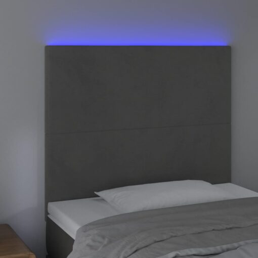 LED posteljno vzglavje temno sivo 100x5x118/128 cm žamet - Image 3