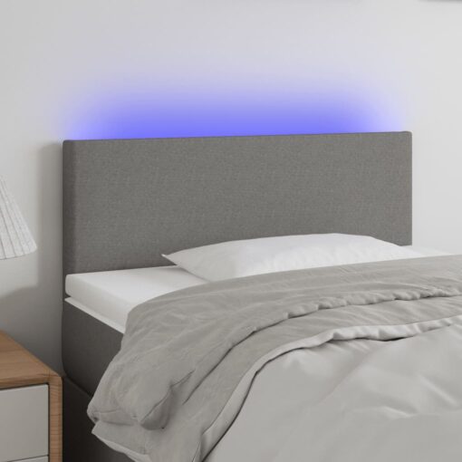 LED posteljno vzglavje temno sivo 100x5x78/88 cm blago