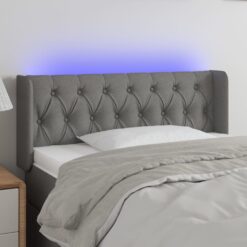 LED posteljno vzglavje temno sivo 103x16x78/88 cm blago
