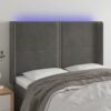 LED posteljno vzglavje temno sivo 147x16x118/128 cm žamet