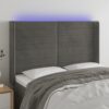 LED posteljno vzglavje temno sivo 147x16x118/128 cm žamet