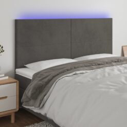 LED posteljno vzglavje temno sivo 160x5x118/128 cm žamet