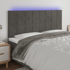 LED posteljno vzglavje temno sivo 180x5x118/128 cm žamet