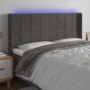 LED posteljno vzglavje temno sivo 183x16x118/128 cm žamet