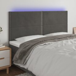 LED posteljno vzglavje temno sivo 200x5x118/128 cm žamet
